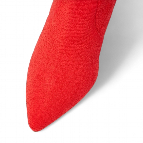 JustFab Ivy Active Knit Stilleto Bootie Red 4" heel pointed toe size 8 - Picture 5 of 8